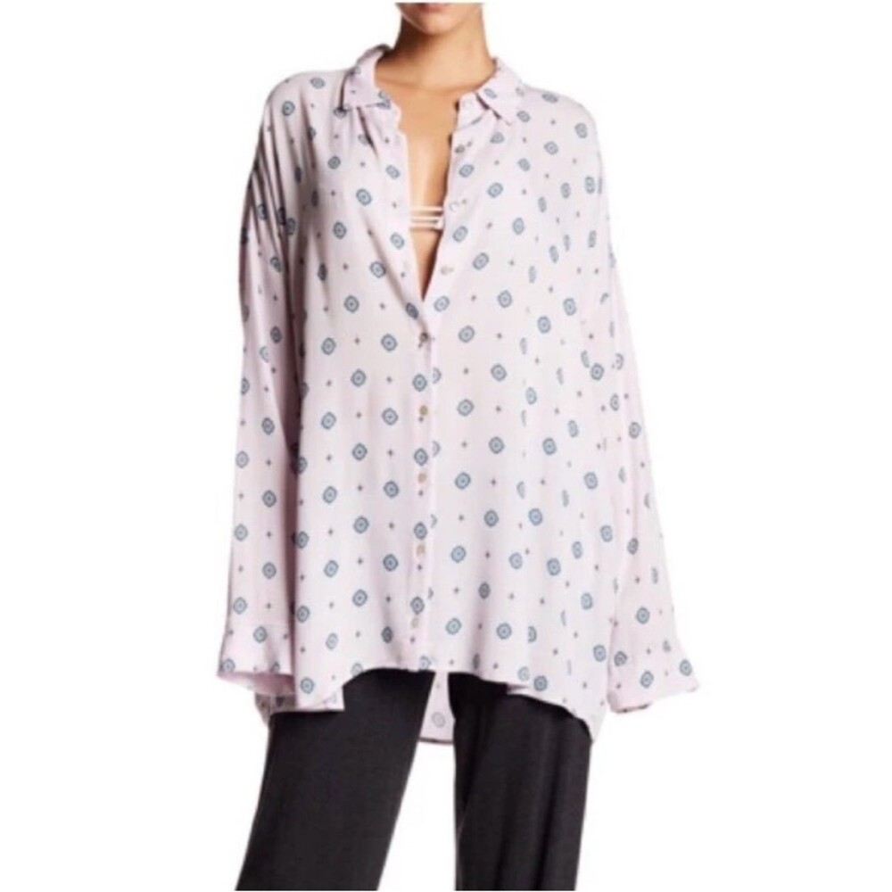 Free people Intimately Free Button Down Blouse Purple Crystal Lilac Size Medium